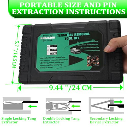 41 Pcs Terminal Pin Removal Tools with Blow-Molded Case - Electrical Pin Removal Tools Automotive Depinning Tool Kit for Automotive & Household Devices Most Connector, Green - color: green