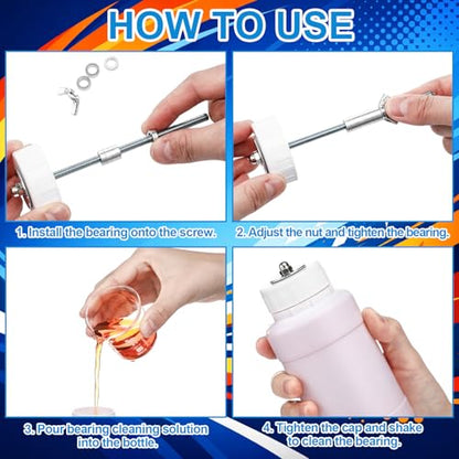 3 Pcs Skate Bearings Cleaning Tool Kit Skateboard Bearing Press Tool Skate Bearing Puller Cleaning Bottle for Installation and Maintenance Roller Skates, Skateboard Scooters