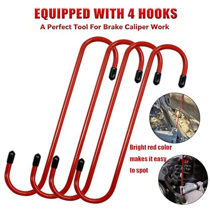 Brake Caliper Compression Tool, 4-in-1 Universal Disc Brake Caliper Tool, 360° Swivel Ratcheting Brake Piston Compressor for Automotive Brake Repair and Installation, with 4 Brake Caliper Hanger Hooks