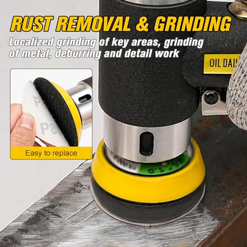 Mini Air Sander 1/2/3 Inch Pneumatic Small Orbital Sanders for Auto Body Work, Metal, Paint Removal, Wood, Mini Polisher with 45PCS Sanding Discs + 3PCS Backing Pads, Air Powered - style: 1"2"3" Sander Kit