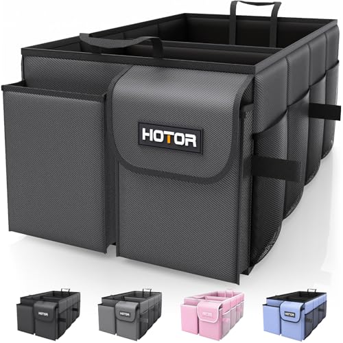 HOTOR Trunk Organizer - Foldable Car Organizer for SUVs & Sedans Storage | Sturdy Car Organization for Men & Women, Car Accessories, Tools, Sundries, Black, 2 Compartments, 23.6" x 14.2" x 10.6" - color: Black, size: Large-(2 Compartments)