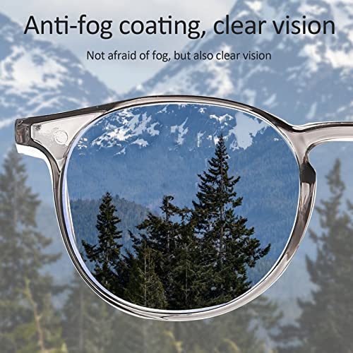 2 Pairs Anti Fog Safety Goggles Protective Glasses Blue Light Blocking Eyeglasses for Men Women - color: Round Pink+purple
