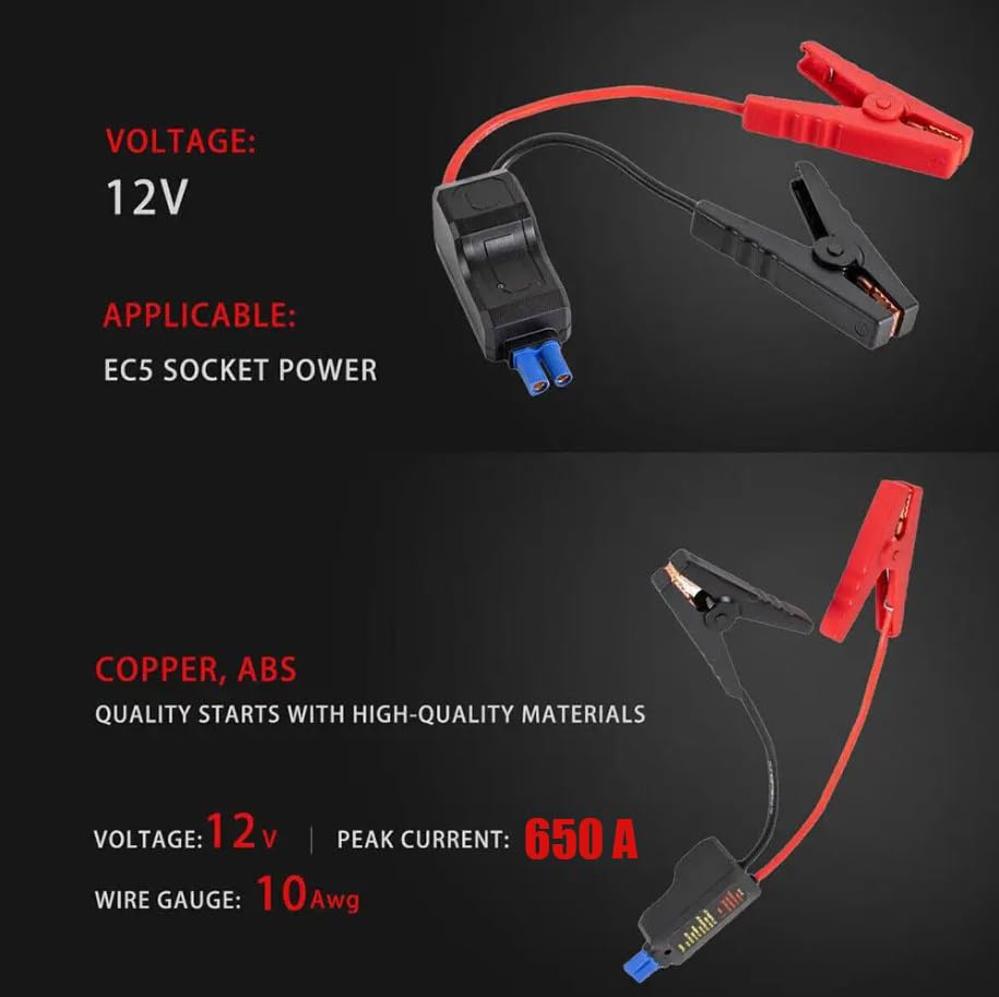 EC5 Heavy Duty Jump Starter Replacement Cables with Battery Clamps-EC5 Connector Car Jumper Cable Booster Jumper Cables 12V Car Battery Booster Jumper Emergency Cable-Car Jump Starter Battery Clips - color: EC5-650A intelligent