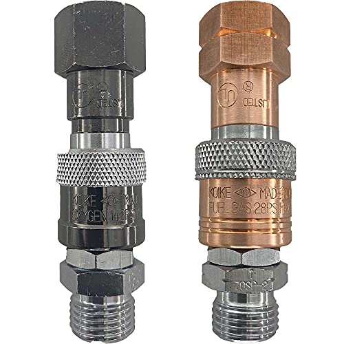 Koike Oxy-Fuel Quick Connect Torch To Hose Coupler Set, Safe Fuel/Oxygen Disconnect, Leak-Proof Design, UL Listed (SET)