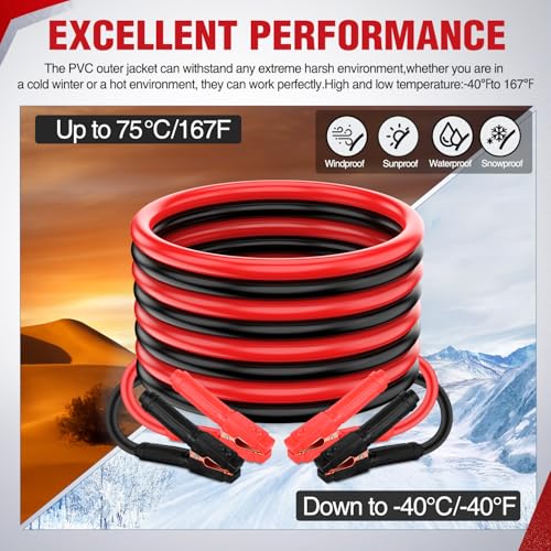 Nilight 1 Gauge 25FT 900A Car Battery Jumper Cables Kit | Heavy Duty Booster Jump Start Cable with Storage Bag for Jump Starting Dead or Weak Batteries for Pickup Truck RV Vans SUV - size: 1 Guage 25 FT