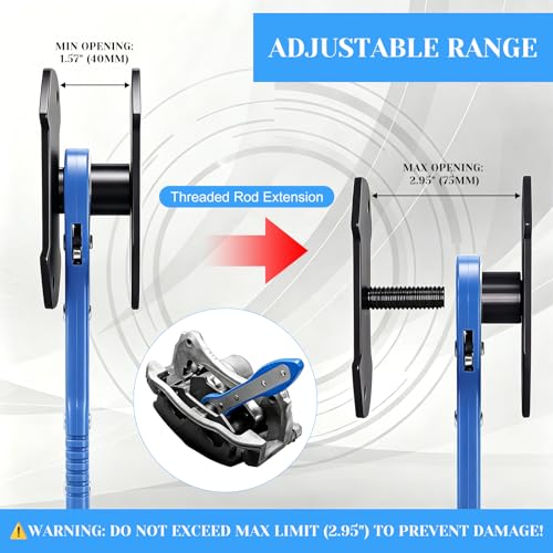 Ratcheting Brake Caliper Compression Tool 360° Swing Handle for Easy Piston | Brake Caliper Tool Set with Adapter Plates. Fast & Easy Piston Retraction for Car and Light Truck Brake Pad Replacement