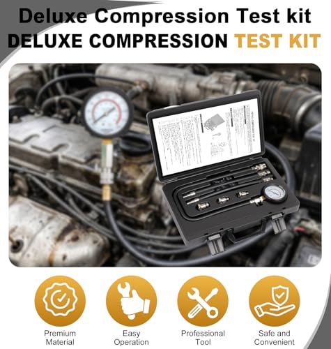 Deluxe Compression Test kit, Compression Tester Gasoline Engines | Model 2506, for 10-18mm Spark Plugs, Comprehensive Set with Dual Scale Gauge and Robust Storage Caseblack - size: Deluxe Compression test kit