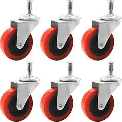 6 Pack 2" Low Profile Swivel Caster Wheel for Creeper Service Cart Stool Post Mount - size: 6 Pack