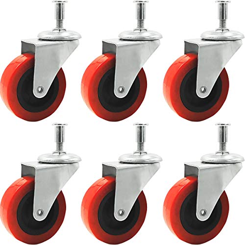 6 Pack 2" Low Profile Swivel Caster Wheel for Creeper Service Cart Stool Post Mount - size: 6 Pack