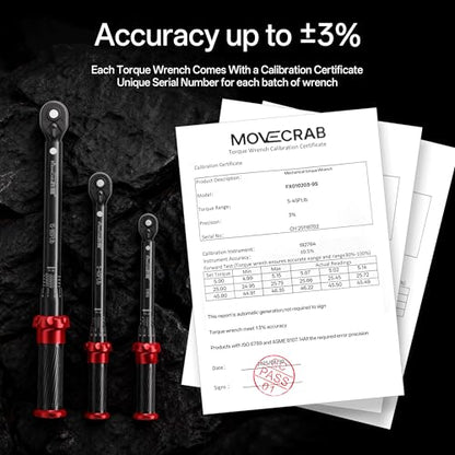 9pcs Click Torque Wrench Set, CNC Machining Handle, 1/4" 3/8" 1/2" Drive Dual-Direction Adjustable, 4-20Ft.lb / 5-45Ft.lb / 15-165Ft.lb, Dual-Scales ±3% Accuracy for Bicycle Motorcycle Car - size: 9pcs Torque wrench set