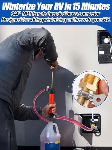 MADHOLLY Hand Fuel Transfer Pump with Leakproof Clamps | for Gasoline/Oil/Diesel/Antifreeze, Versatile Manual Siphon, for Car/Lawn Mower/Motorcycle/RV, with 3/4" NPT Brass Connector