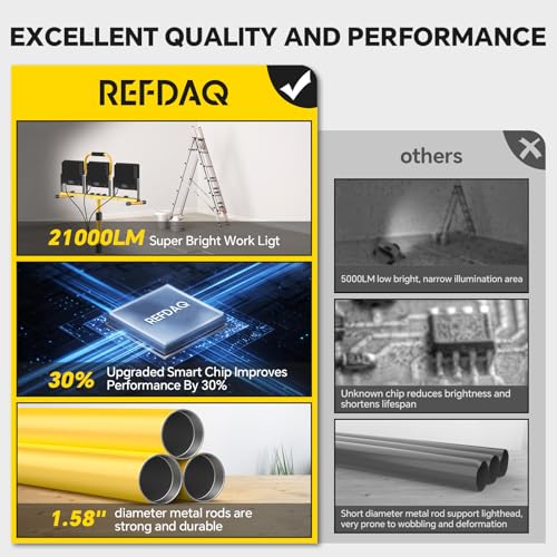 LED Work Lights with Stand: 3 Head Adjustable Work Light with Individual Switch, IP66 Waterproof Foldable Outdoor Tripod Light for Job Site Construction Lighting, Tool Gifts for Men - style: ‎3 Heads