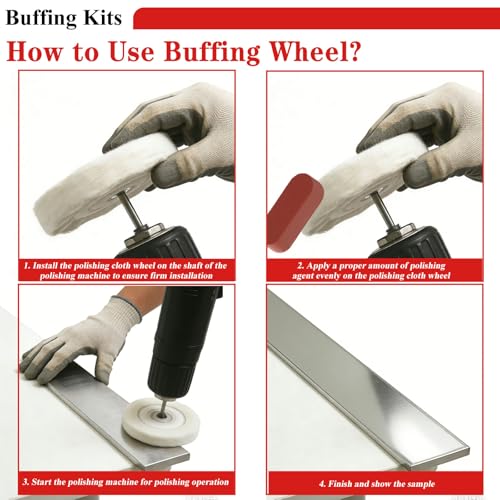 Tnisesm 10-Piece Buffing Wheel Kit for Drill with 3 Polishing Compound Bars & Protective Gloves, Multi-Shape Polishing Pad Set for Metal, Aluminum, Stainless Steel, Wood, Plastic, Ceramic