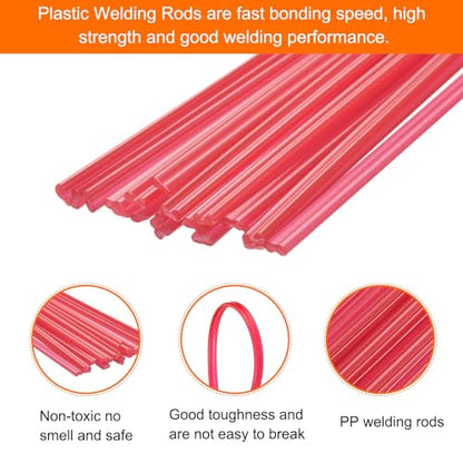 MECCANIXITY 20pcs 8 Inch Plastic Welding Rods PP Welding Strips Welder Rods for Car Bumper, Kayak Repair, Plastic Welder, Red