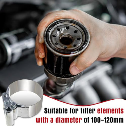 Yaocom 2 Pieces 3-3/4 to 4-1/2 Heavy Duty Oil Filter Wrench Use with 1/2 Square Drive, Air Dryer Diesel Truck Large Oil Filter Wrench