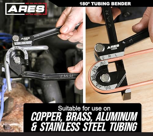 ARES 10028 – 180 Degree Tubing Bender – Fits 1/4-Inch (6mm), 5/16-Inch (8mm), and 3/8-Inch (10mm) Diameter Tubing – High Visibility Degree Markings - size: 180 Degree Tubing Bender