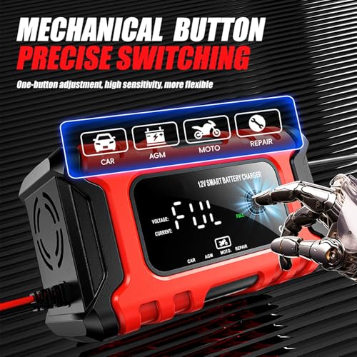 12V 6-Amp Battery Charger, Smart Trickle Charger Maintainer, Battery Repair | Battery Desulfator, Temperature Compensation, Multi-protection for Car Truck Motorcycle Lawn Mower Marine Lead Acid Batteries