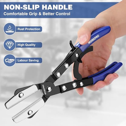 WORKPRO 10" Ratcheting Hose Pinch Off Pliers, Locking Hose Pinch Pliers for Automotive Hose Lines, Radiator Lines, Fuel Lines, Coolant Lines - color: Blue