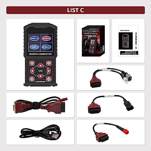 M3‑C Motorcycle Diagnostic Tool for Suzuki 6P/4P, Vespa, EUROV 6P – Read/Clear Fault Codes & Live Data, ECU/Service/Throttle Reset, ABS Bleed, OBD2 Scanner - style: M3-C