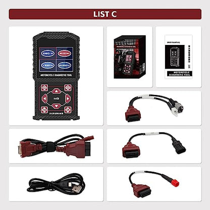 M3‑C Motorcycle Diagnostic Tool for Suzuki 6P/4P, Vespa, EUROV 6P – Read/Clear Fault Codes & Live Data, ECU/Service/Throttle Reset, ABS Bleed, OBD2 Scanner - style: M3-C