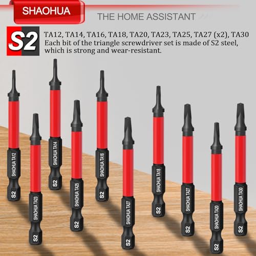 10PCS Triangle Screwdriver Bits, TA12/14/16/18/20/23/25/27(x2)/30 Impact Tough Triangle Bits Set, Upgraded S2 Steel Triangle Drill Bit Set, 1/4''Hex 65mm Length Triangular Screwdrivers - style: D. Triangle Screwdriver Bits
