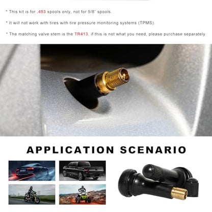 7 PCS Quick Change Tire Valve Tool Kit, Tire Valve Stem Core Quickly Replacement Tool for Replacing Leaky Valves, Stem Installer with 4 TR413 Valves for Car Truck Motorcycle