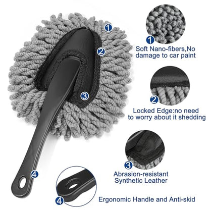 Fitosy Car Interior Duster Detail Brush Cleaning Gel Kit, Dust Remover | Slime Putty Cleaner Soft Detailing Brushes Car Accessories Essentials Supplies Tools for Men Women, Auto Truck SUV RV