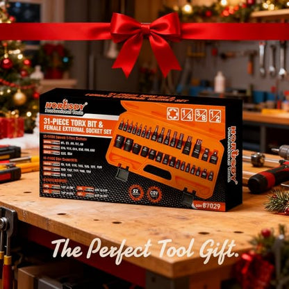 HORUSDY 31Pcs Torx Bit Socket Set,14 Star Bits (T8-T70) and 12 Female E-Torx Sockets (E4-E24), 4 Impact Socket Adapter Set with High Torque Laser Marked for Automotive Mechanic - style: 31PC Torx/Star Set