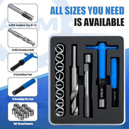 AKM 15PCS M16*2.0 Metric Thread Repair Kit