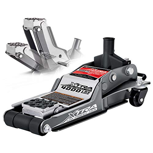 Powerbuilt Xtra Low Profile Floor Vehicle Jack with Safety Bar, Extra Low Car Jack - 2 Ton Load Capacity 620479E, Silver - size: 2 Ton, Xtra Low Profile