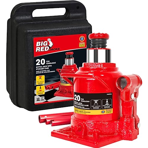 Big Red Hydraulic Bottle Jack with Carrying Case, 20 Ton (40,000 lb) Capacity,T92007S - size: 20 Ton (40,000 lbs), style: With Storage case