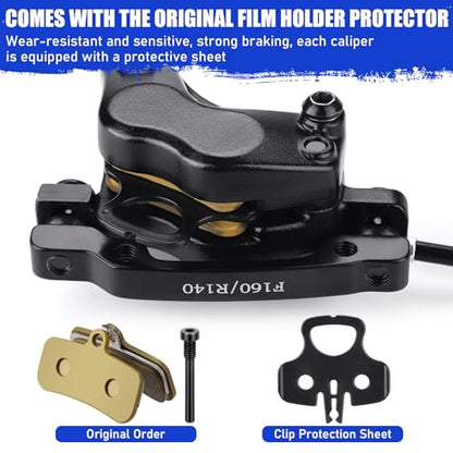 TOBWOLF MTB Hydraulic Disc Brake Set, Four-Piston Bike Brake Upgrade Kit | 160mm Rotors & Ceramic Pads | Left Front 85cm and Right Rear 145cm Hoses | Brake Conversion Kit for MTB & E-Bike - color: Upgrade Hydraulic Disc Brake Set - Four Piston