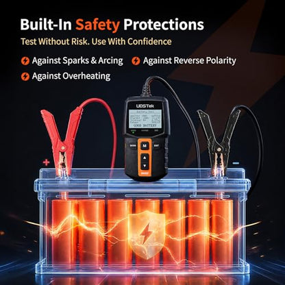 Car Battery Tester 12V BA100, 100-2000 CCA Automotive Battery Load Tester | Digital Alternator & Charging System Diagnostic Tool, Cranking Tester for Cars, Motorcycles, ATV, SUV, Boats, Marine & RV