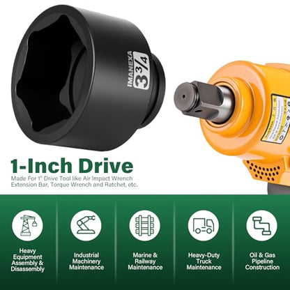 1" Drive Shallow Impact Socket,3-3/4 Inch SAE Jumbo Socket,CR-MO 6 Point for Easy Removal of Large Axle Nut（SAE) - size: 1 Inch Shallow 3-3/4", style: 1"Drive Shallow Impact Socket