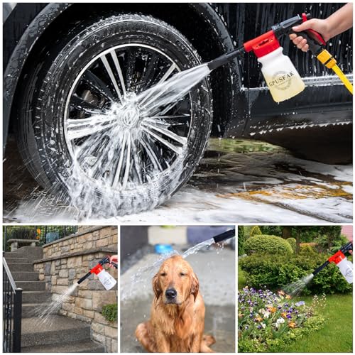 26Pcs Car Wash Cleaning Kit with Foam Gun Sprayer Detailing Brushes Window Water Scraper Tire Brush Towels Complete Interior Exterior Detailing Set for Car - size: 26Pcs