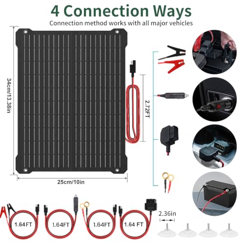 Paodekua 15W 12V Waterproof MPPT Solar Battery Charger & Maintainer, UltraSmart Charge Controller with V/A Display, OBDII Support & Solar Panel Trickle Charging Kits for Car,Automotive,Boat,RV,Trailer