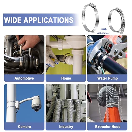 12Pack 3 inch Hose Clamps,Stainless Steel Large Hose Clamp Adjustable from 2-15/16"-3-1/2"/75-90mm,Metal Worm Gear Duct Clamp for Dryer Vent Hose,Fuel Line,Plumbing,Automotive,Exhaust,Radiator - size: 3 inch (2-15/16" - 3-1/2")