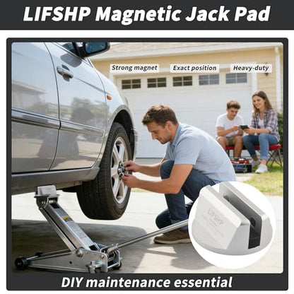 4Pcs Universal Aluminum Grooved Magnetic Jack Pad, Jacking Puck Pinch Weld Frame Rail Adapter, for Car SUV Truck Pickup Sedan MPV Wagon, Change Tire Repair Tires Oil Change Must Have-Silver - color: Silver-4Pcs