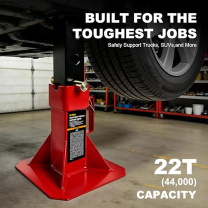 Jack Boss Heavy Duty 22 Ton (44,000 lbs) Jack Stands with Large Base and Strong Lock,Professional Pin Style Car Jack Stands for Truck,SUV Pick Up, Red - size: 22 Ton Standard
