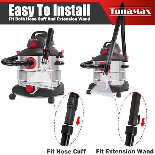 TunaMax Universal Work with All Shop Vacs Extractor Attachment with 1-1/4" & 1-7/8" & 2-1/2" Three Adapters for Upholstery & Carpet Cleaning & Auto Detailing, Large 7-1/2" Width Clear Head - size: Large