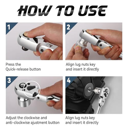 DISEN 3-Piece Extendable Flex-Head Ratchet Wrench Set with EVA Storage Case - 1/4", 3/8", 1/2" Drive, 72-Tooth, Rubber Grip, Adjustable Length - Professional Automotive and DIY Tools - size: 1/4''+3/8''+1/2'' Set, style: 72T Extendable&Flex-Head Ratchet