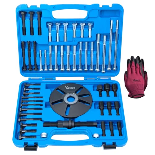 59 Pcs Harmonic Balancer Puller Removal & Installation Tool Kit, Flywheel Remover, Crankshaft Pulley Removal Steering Wheel Pulling Set, Compatible with Buick Regal, Lacrosse GL8, Firstland, etc.