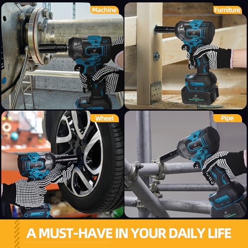 500N.m Brushless Cordless 1/2" Impact Wrench 3500RPM 21V Tool | 21V battery, 4000mAh battery, fast charger, LED work light, 7 sockets, 6 drill bits, 6 screwdrivers, waist hook, storage case