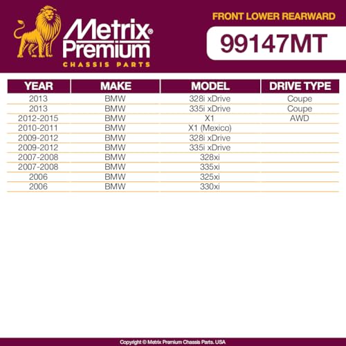 Metrix Premium Chassis Parts - 2 PC Front Lower Rearward Ball Joint Kit Fits 13 BMW 328i xDrive, 13 335i xDrive, 12-15 X1 AWD, 10-11 X1 (Mexico), 09-12 328i xDrive, Replacement K80678, Made in Europe - size: 99147MT