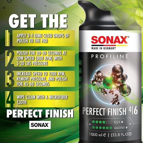 SONAX Perfect Finish 5L | Scratch and Swirl Remover Polish | Machine Compound | Paint Correction Polish | High Gloss | Black Paint Polish | No Fillers Paint Correction | 224500 - size: 169.1 fl. oz.