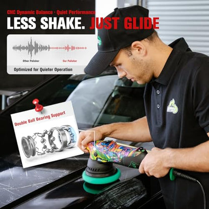BATOCA P1 Buffer Polisher Kit, 1000W High-Torque Car Buffer - 5-Inch 15mm Long-Throw 6-Speed Dual Action Polisher - Deluxe Set with Custom Bag, 16.4ft Detachable Cord, Anti-Vibration, Pad Care Tools - size: Pro Kit