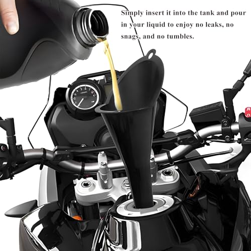 2 PCS Oil Funnel, Multi-Purpose Plastic Long Neck Oil Funnel, Automotive Use Funnels for Filling Oils Lubricants Water Diesel, Kitchen Funnels for Filling Bottles Jars (Black) - color: Black, 2 PCS