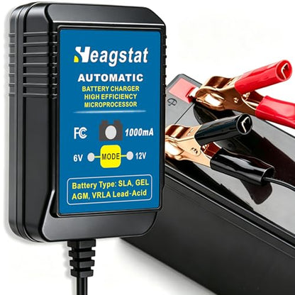 Heagstat HEAG010 Trickle Battery Charger, 6V&12V 1000mA Battery Maintainer - size: 1A 12V