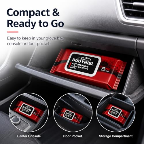 Car Glass Cleaning Wipes, 40 PCS Automotive Windshield Oil Film Remover Wipes for Car Windows, Mirrors & Windshield, Disposable Auto Glass Cleaner Wipes for Haze, Smudges, Water Spots, Dirt & Residue