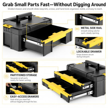TLGREEN 4-Tier Stackable Rolling Tool Box with Cantilever Tray | Tool Storage System with 180-Degree Cantilever Tray; Faster Access to Frequently Used Accessories And Small Parts